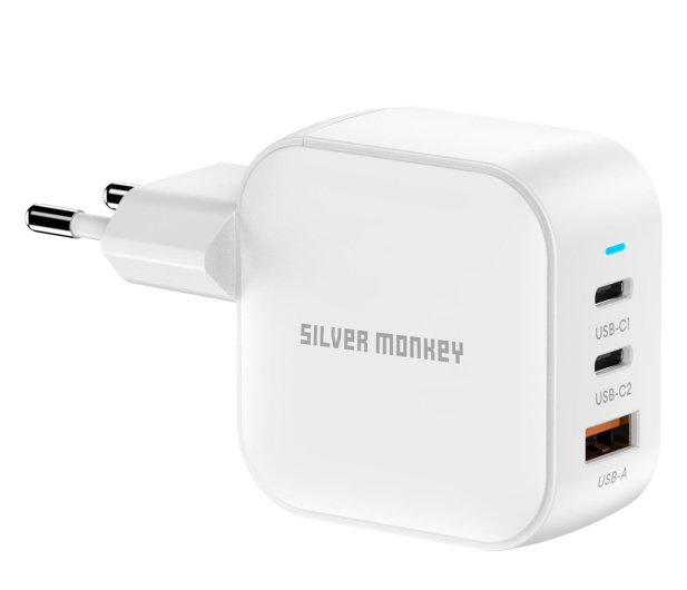 Silver Monkey Ładowarka GaN Smart Trio 70W PD Biała - 1417248 - zdjęcie